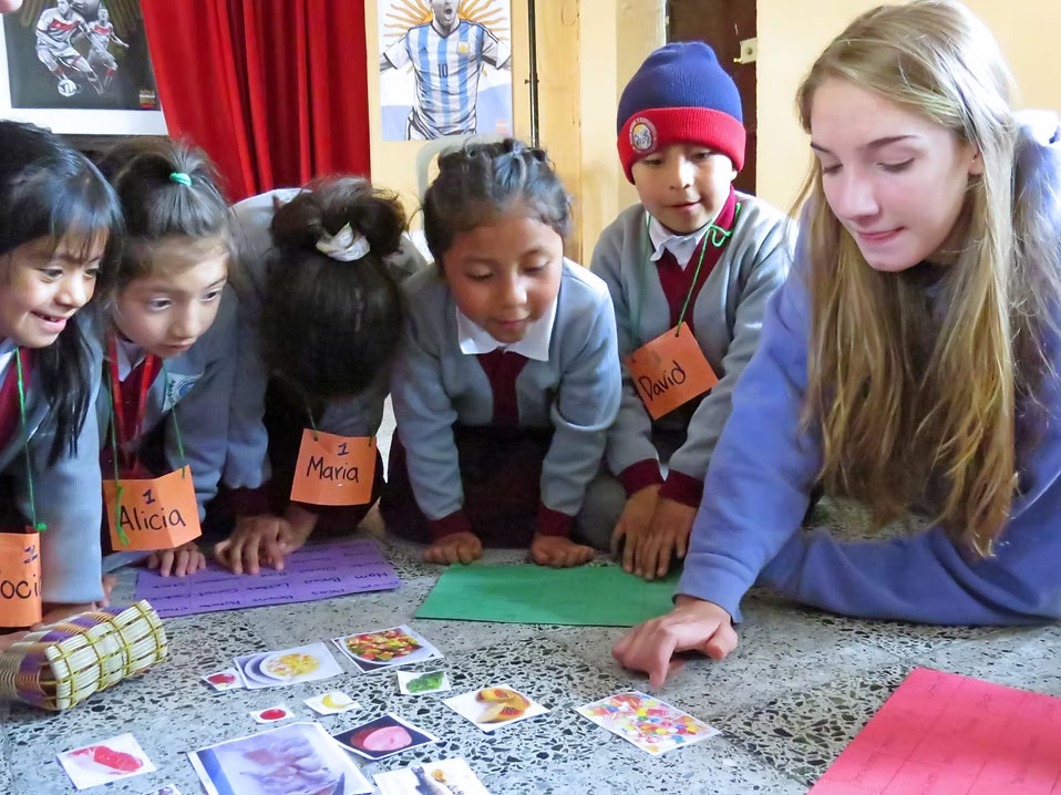 instructor guides students in a lesson